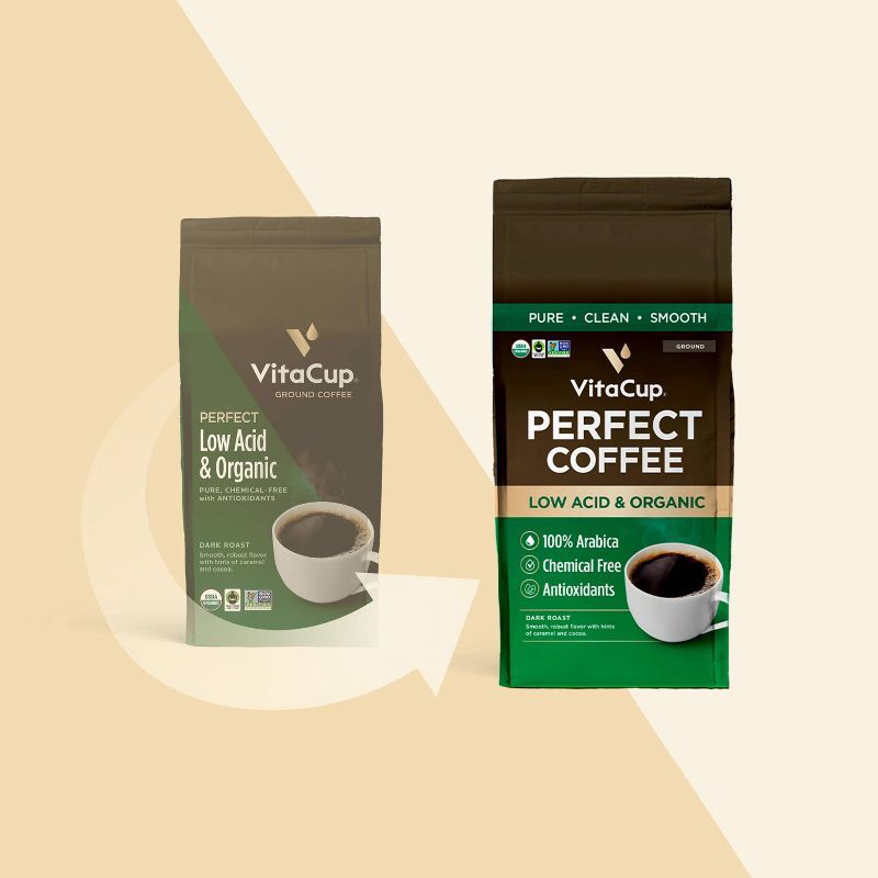slide 4 of 4, VitaCup Perfect Low Acid Dark Roast Ground Coffee - 10oz, 10 oz