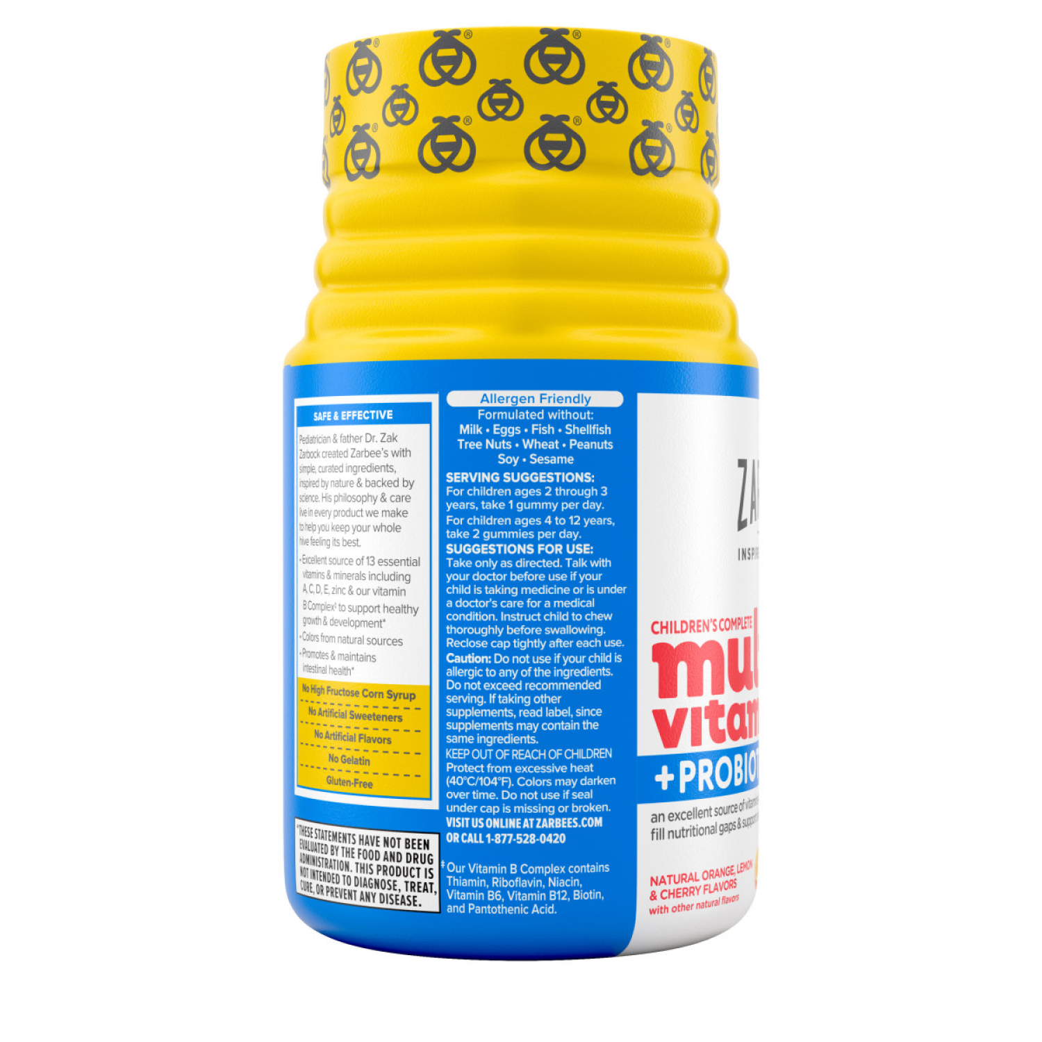 slide 3 of 8, Zarbee's Naturals Children's Complete Multivitamin + Probiotic Gummies, Natural Fruit, 70 Ct, 70 ct