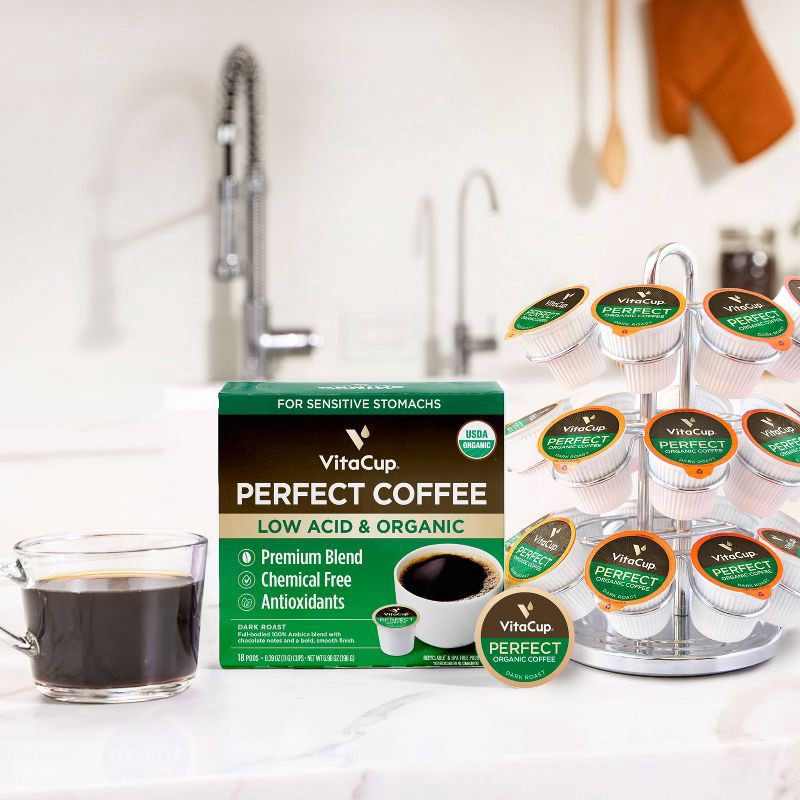 slide 3 of 8, VitaCup Perfect Low Acid Dark Roast Coffee Pods - 18ct, 18 ct