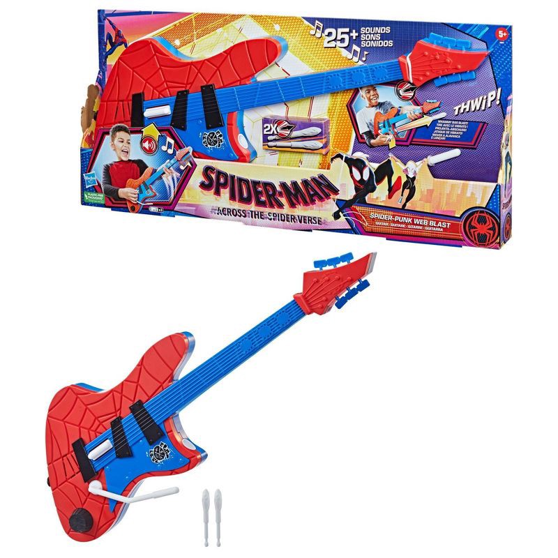 slide 8 of 8, Marvel Spider-Man: Across the Spider-Verse Spider-Punk Web Blast Spider-Man Guitar Toy, 1 ct