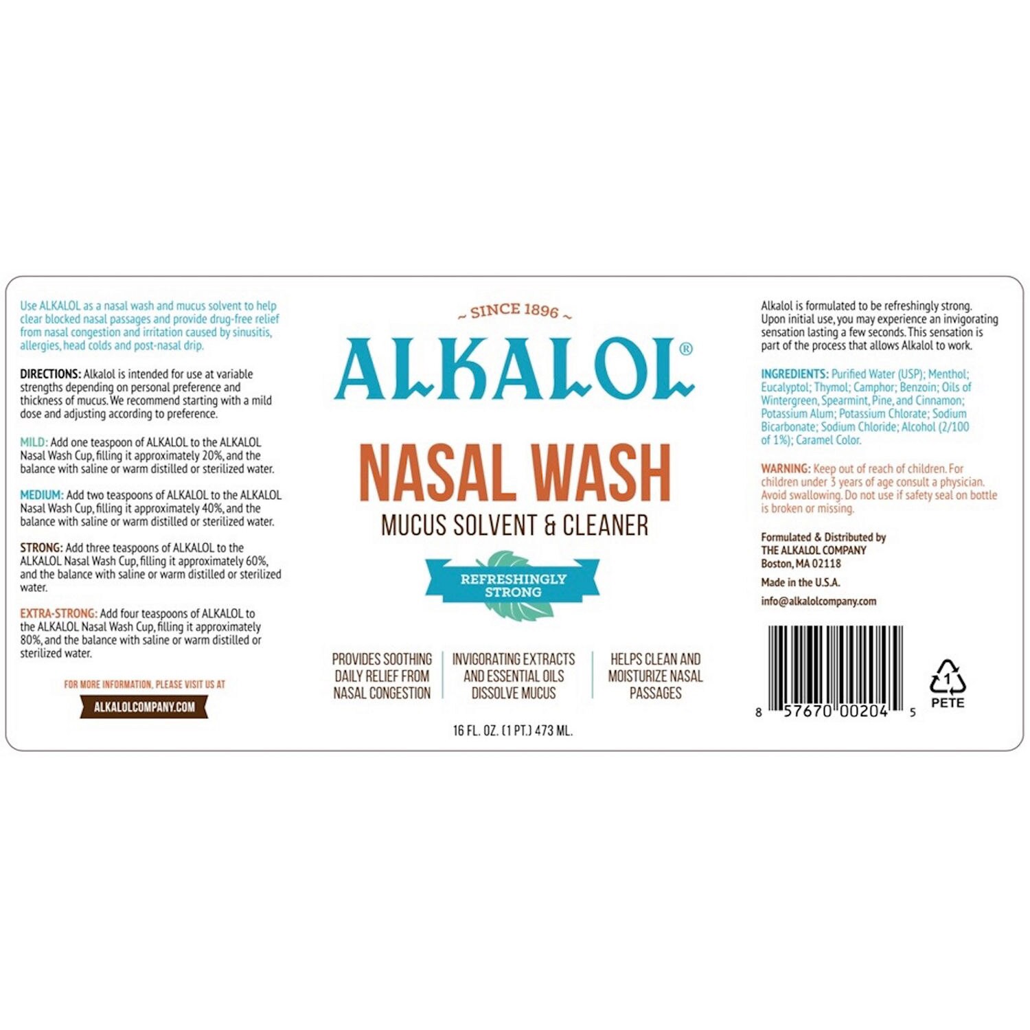 slide 4 of 4, The Alkalol Company Alkalol Nasal Wash, 3 16 Oz Bottles, 16 oz