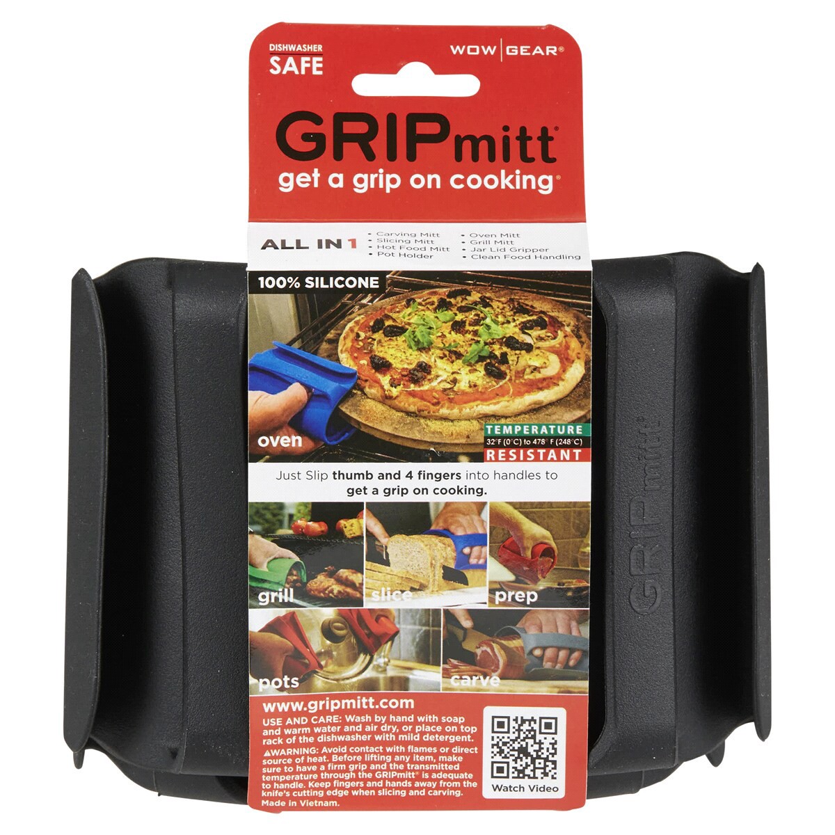slide 1 of 5, Gripmitt Silicone Kitchen Mitt - Black, 2 ct