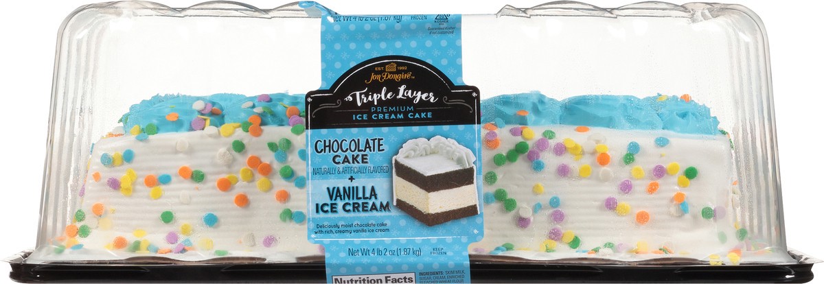 slide 6 of 7, Jon Donaire Triple Layer Chocolate Cake + Vanilla Ice Cream Premium Ice Cream Cake 4.13 lb. Clamshell, 4.13 lb