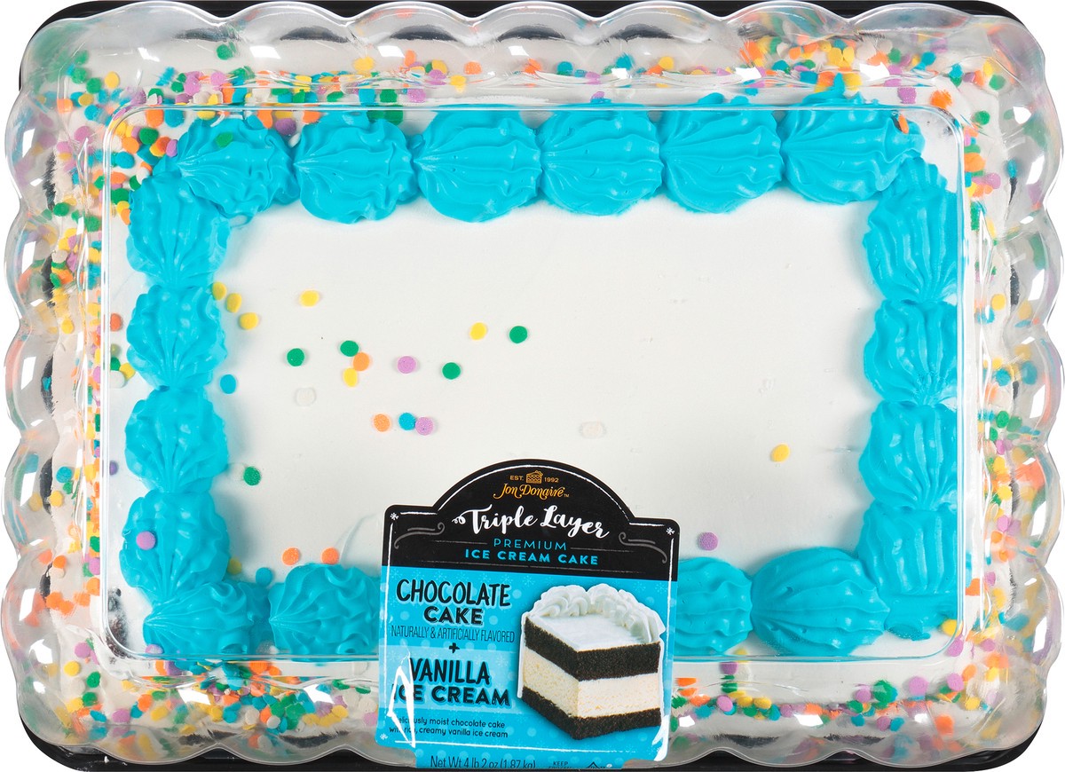 slide 7 of 7, Jon Donaire Triple Layer Chocolate Cake + Vanilla Ice Cream Premium Ice Cream Cake 4.13 lb. Clamshell, 4.13 lb