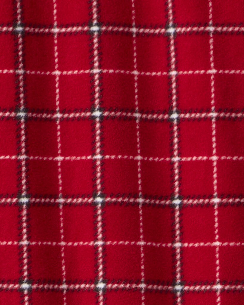 slide 2 of 2, Carter's Carters Boys Plaid Print Fleece Long-Sleeve Loose Fit 1-Piece Pajamas - Red Red 4, 1 ct