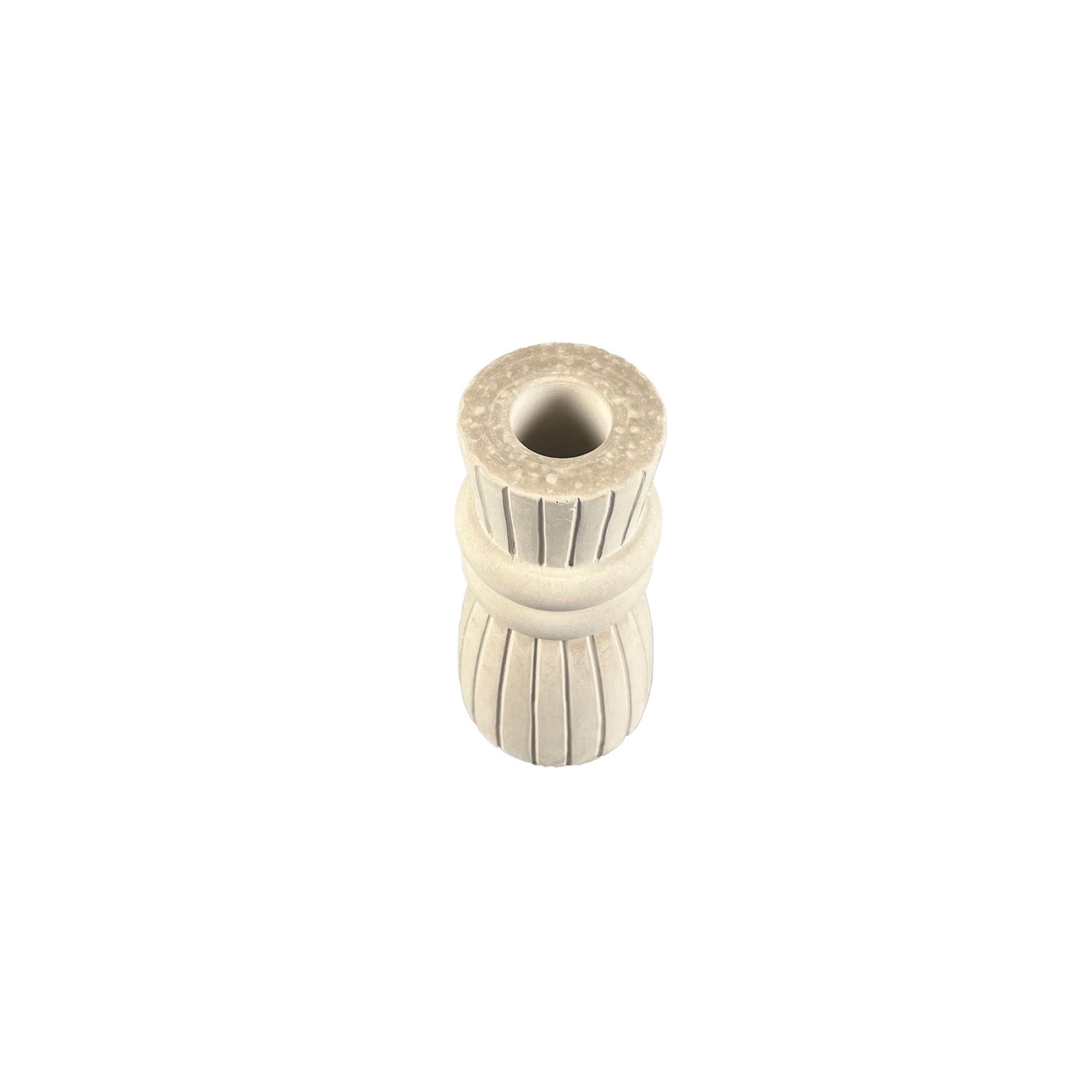 slide 3 of 3, 4.5" Ribbed Cement Taper Candle Holder By Make Market, 4.5 in
