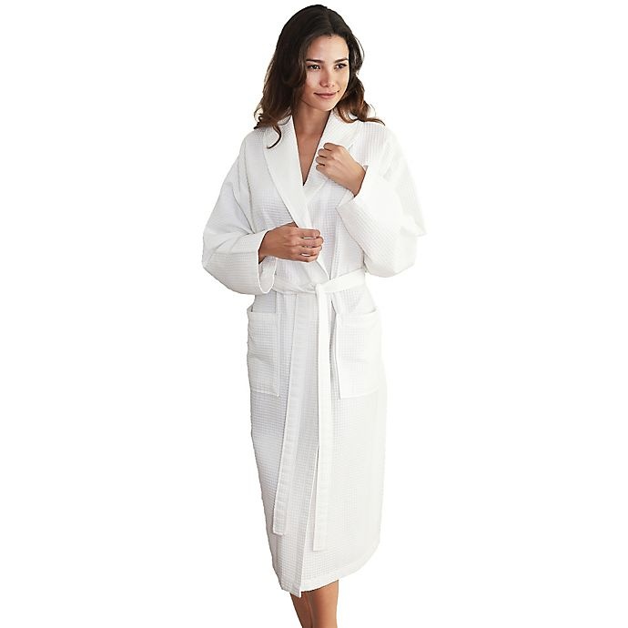 slide 2 of 4, Linum Home Textiles Small/Medium Unisex Turkish Cotton Waffle Bathrobe - White, 1 ct