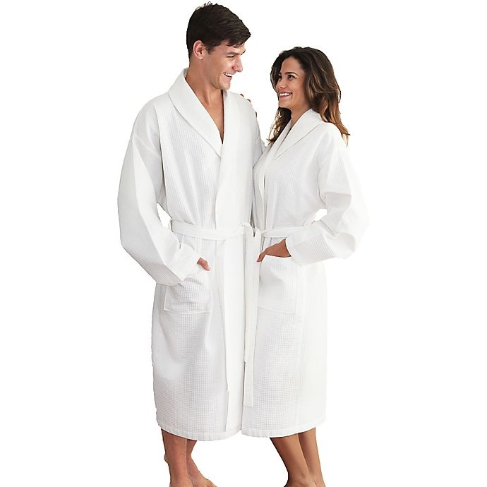 slide 4 of 4, Linum Home Textiles Small/Medium Unisex Turkish Cotton Waffle Bathrobe - White, 1 ct