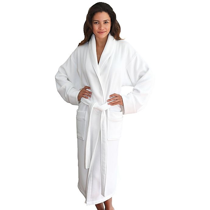 slide 3 of 5, Linum Home Textiles Small/Medium Waffle Terry Turkish Cotton Unisex Bathrobe - White, 1 ct