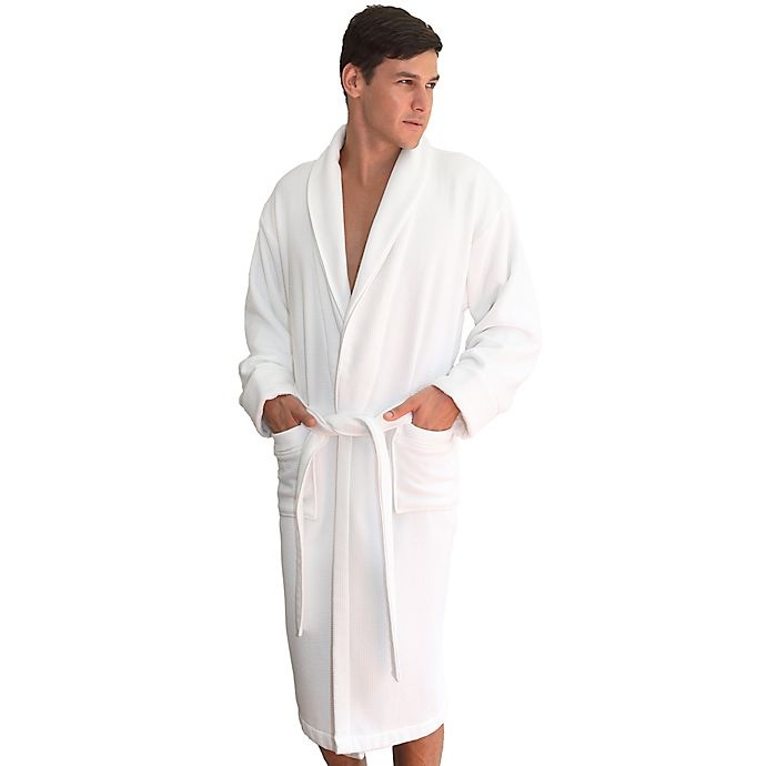 slide 4 of 5, Linum Home Textiles Small/Medium Waffle Terry Turkish Cotton Unisex Bathrobe - White, 1 ct