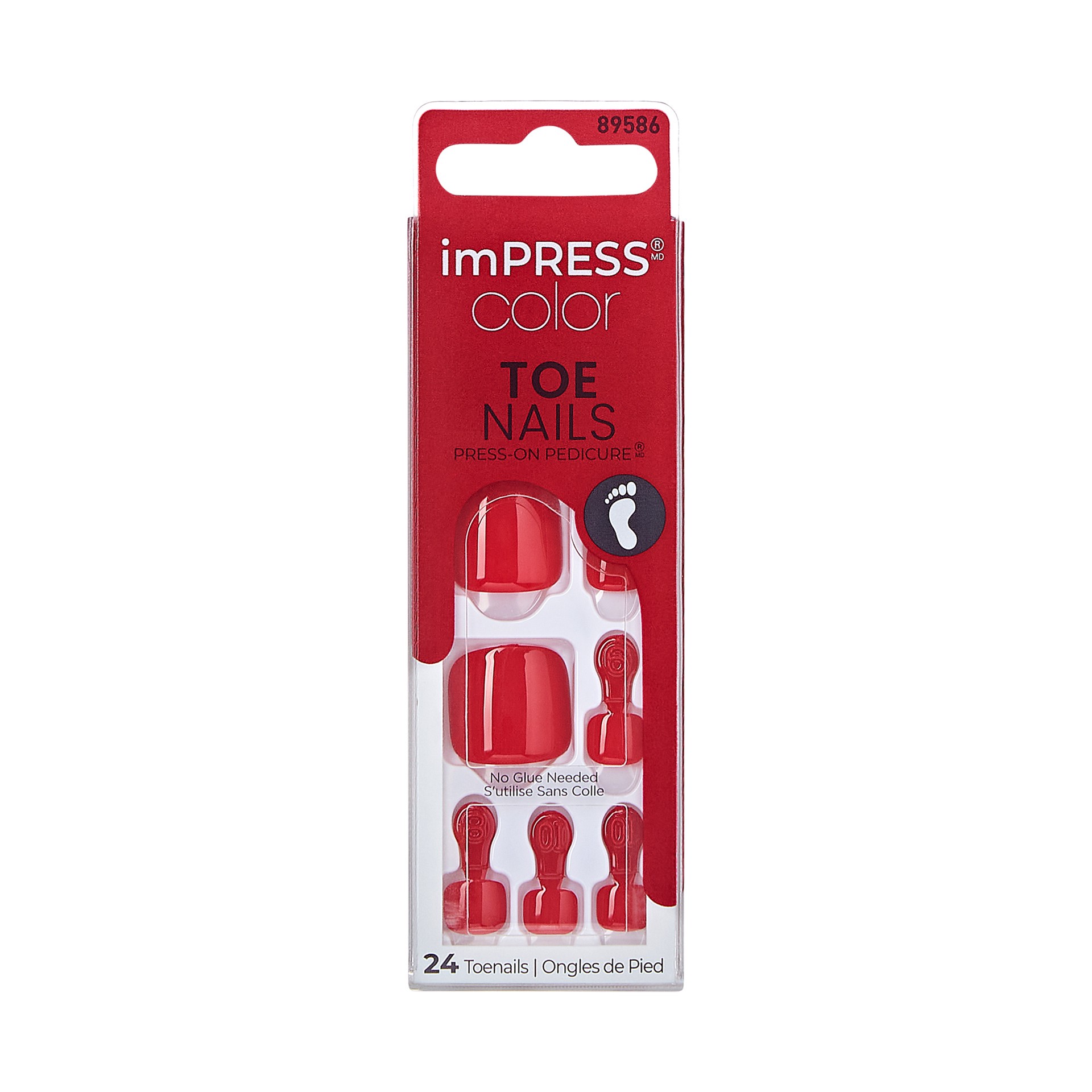 slide 1 of 5, imPRESS Color Press-On Toenails, No Glue Needed, Dark Red, Square, 27 Ct., 1 ct