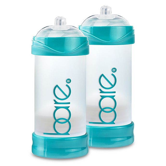 slide 1 of 5, BARE 8 oz. Polypropylene Air-Free Bottles with Perfe-Latch Nipples - Turquoise, 2 ct; 8 oz