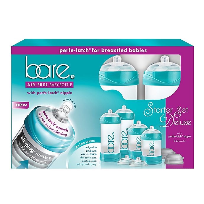 slide 2 of 5, BARE Polypropylene Air-Free Bottle Starter Set w/Perfe-Latch Nipples - Turquoise, 4 ct