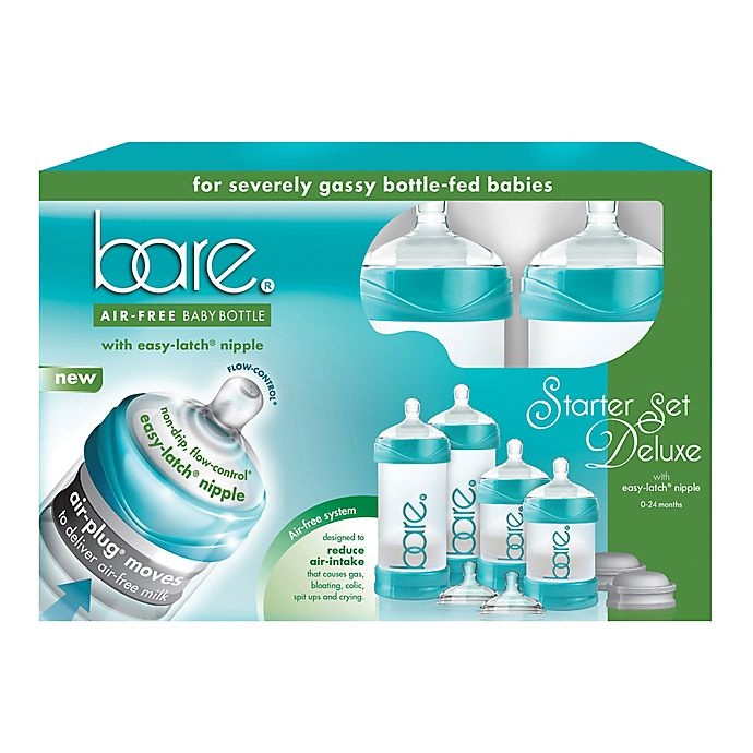 slide 2 of 5, BARE Polypropylene Air-Free Bottle Starter Set with Easy-Latch Nipples - Turquoise, 4 ct