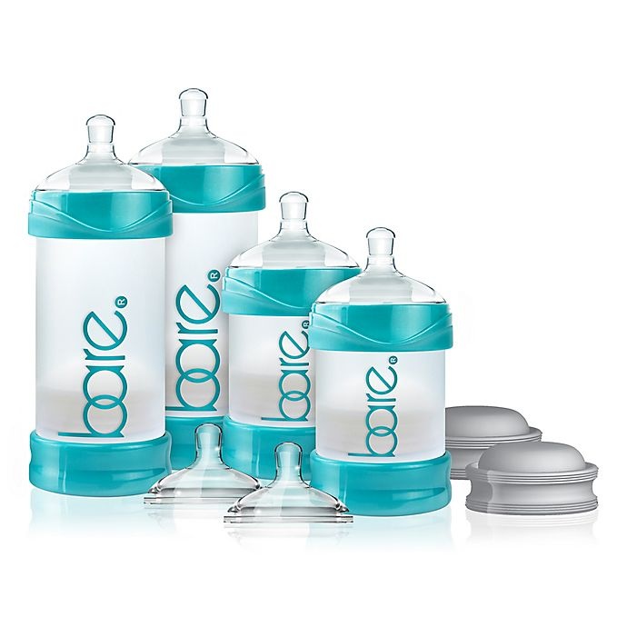 slide 1 of 5, BARE Polypropylene Air-Free Bottle Starter Set with Easy-Latch Nipples - Turquoise, 4 ct