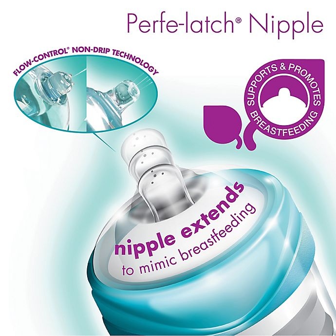 slide 4 of 5, BARE Polypropylene Air-Free Bottle w/Easy-Latch and Perfe-Latch Nipples - Turquoise, 4 oz