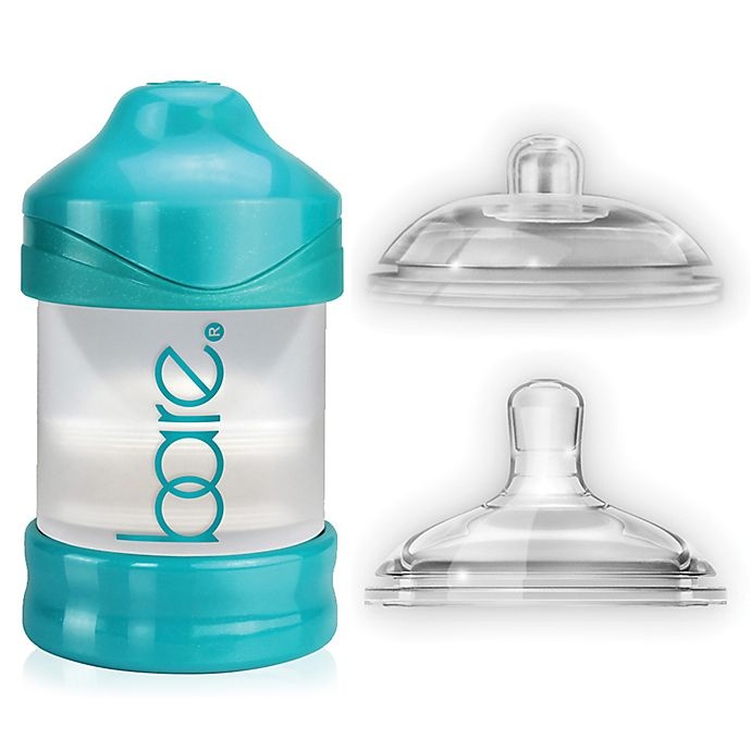 slide 1 of 5, BARE Polypropylene Air-Free Bottle w/Easy-Latch and Perfe-Latch Nipples - Turquoise, 4 oz