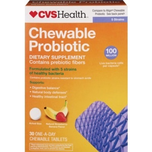 slide 1 of 1, CVS Health Chewable Probiotic Tablets, Strawberry Banana, 30 ct