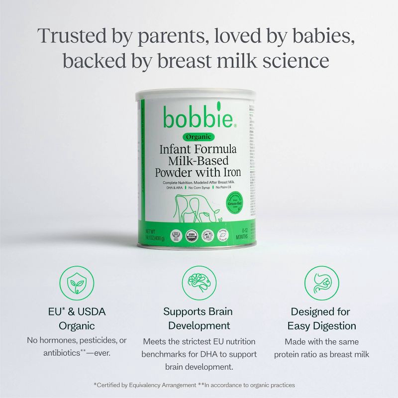 slide 4 of 8, Bobbie Organic Original Infant Formula - 14oz, 14 oz