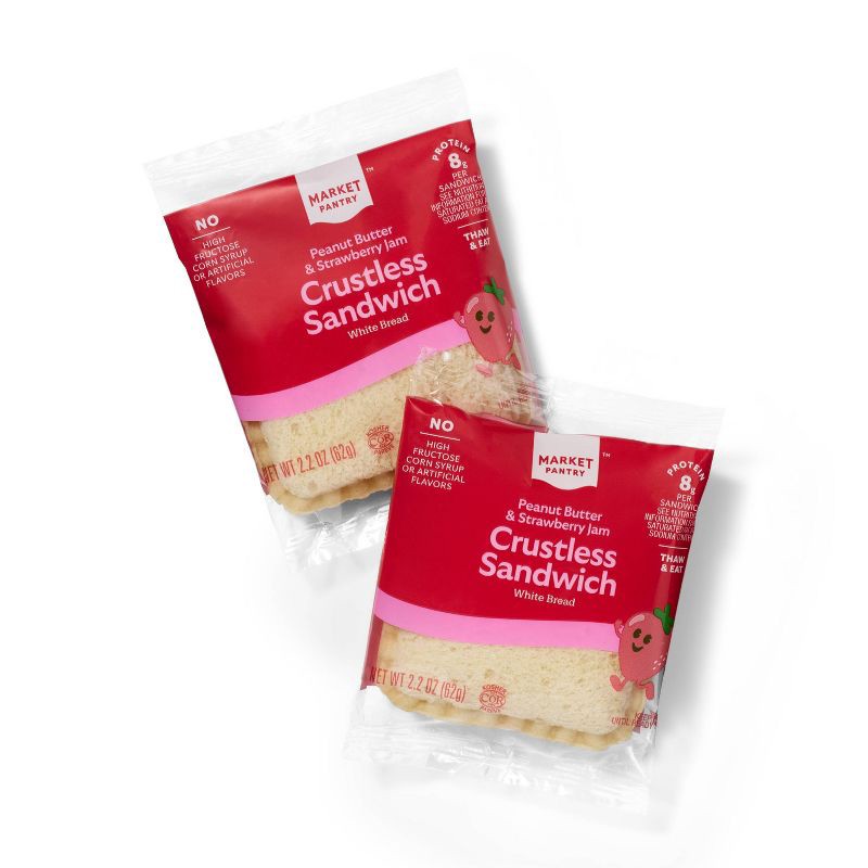 slide 3 of 3, Frozen Peanut Butter and Strawberry Jam Crustless Sandwich - 4ct - Market Pantry™, 4 ct