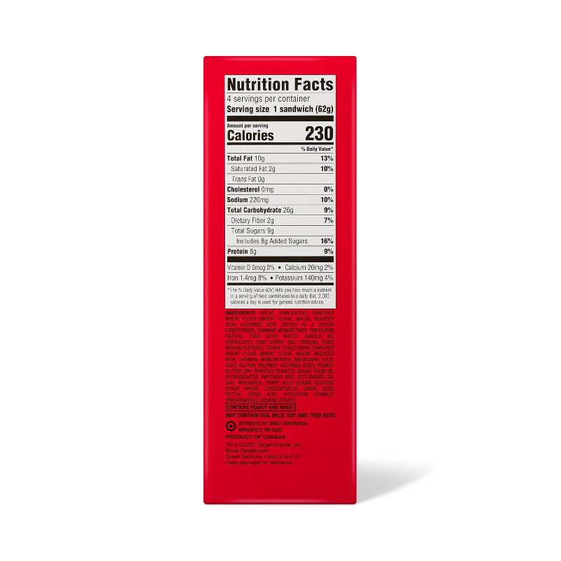 slide 2 of 3, Frozen Peanut Butter and Grape Jelly Crustless Sandwich - 4ct - Market Pantry™, 4 ct