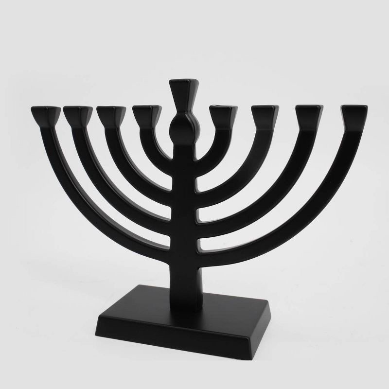 slide 2 of 4, 5.88"x7.75" Menorah Taper Aluminum Alloy Hanukkah Menorah Black - Spritz™, 1 ct