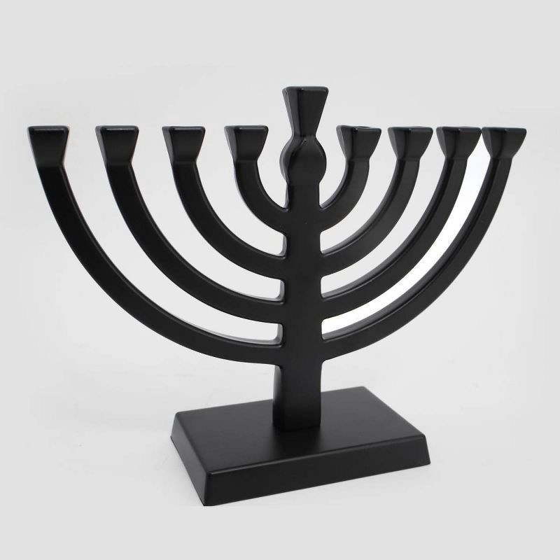 slide 3 of 4, 5.88"x7.75" Menorah Taper Aluminum Alloy Hanukkah Menorah Black - Spritz™, 1 ct