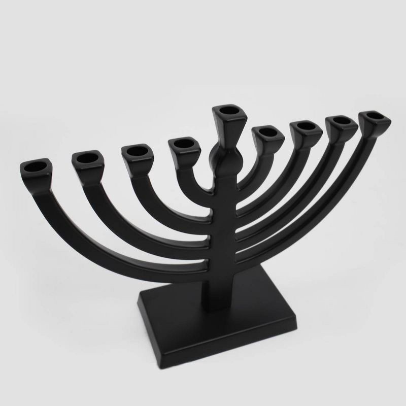 slide 4 of 4, 5.88"x7.75" Menorah Taper Aluminum Alloy Hanukkah Menorah Black - Spritz™, 1 ct