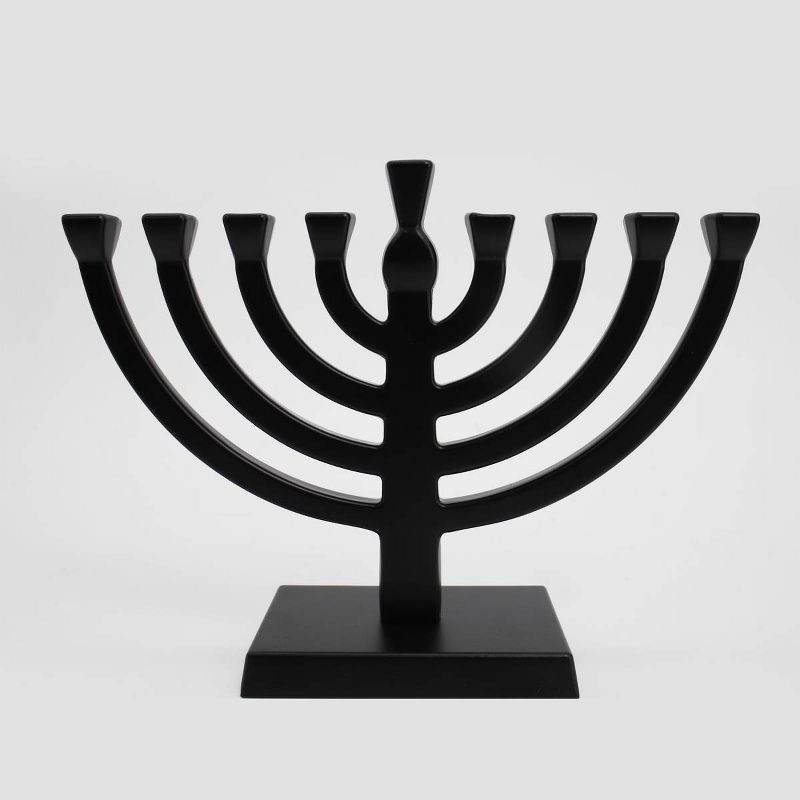 slide 1 of 4, 5.88"x7.75" Menorah Taper Aluminum Alloy Hanukkah Menorah Black - Spritz™, 1 ct