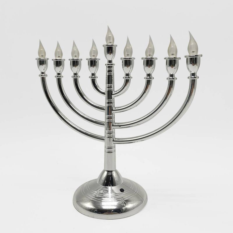 slide 2 of 4, Lit Silver Menorah Hanukkah Novelty Light Yellow - Spritz™, 1 ct