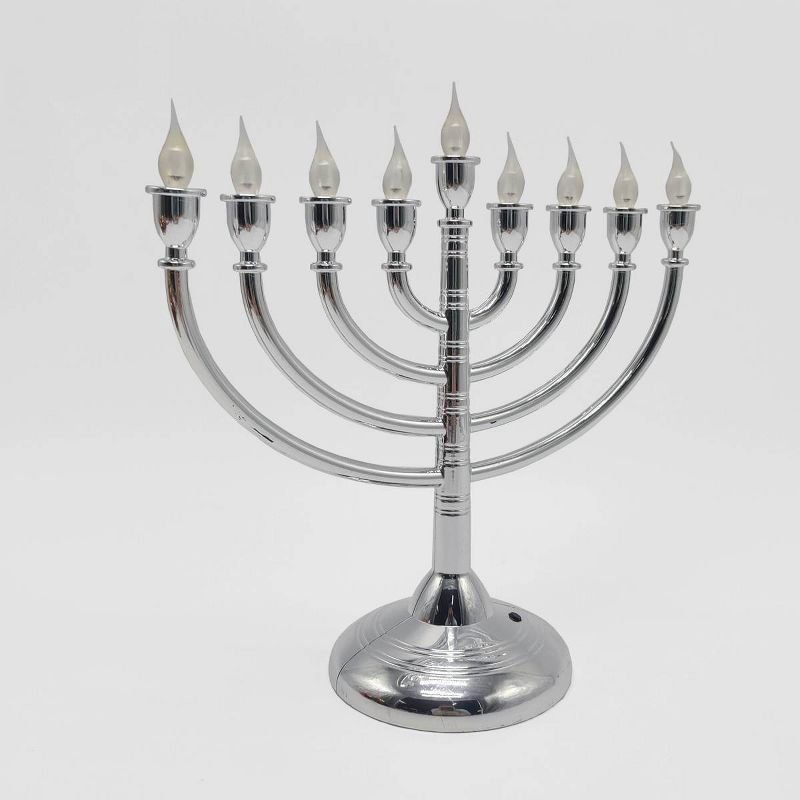 slide 3 of 4, Lit Silver Menorah Hanukkah Novelty Light Yellow - Spritz™, 1 ct