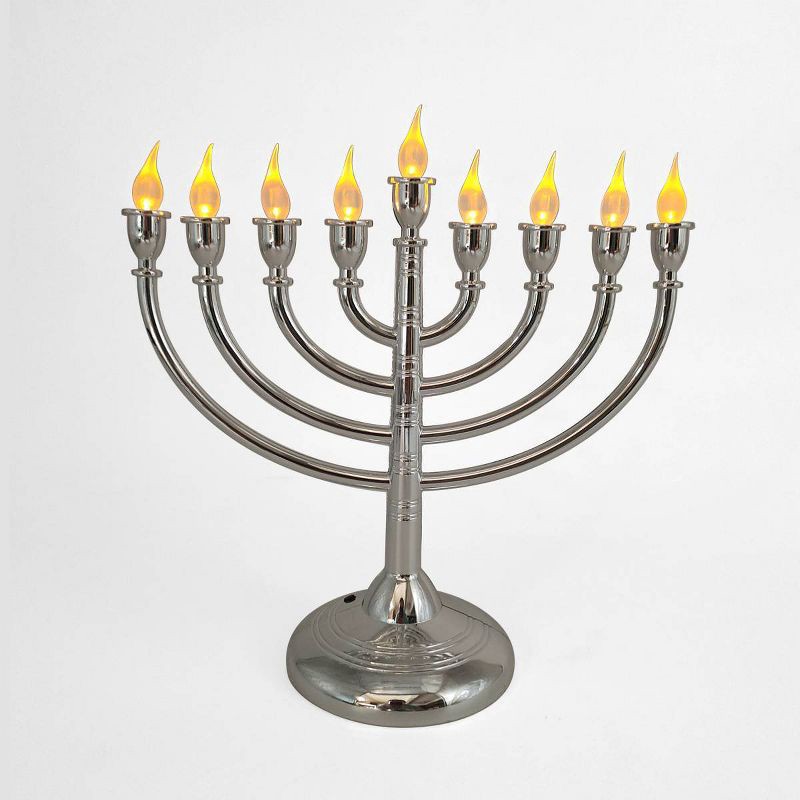 slide 4 of 4, Lit Silver Menorah Hanukkah Novelty Light Yellow - Spritz™, 1 ct