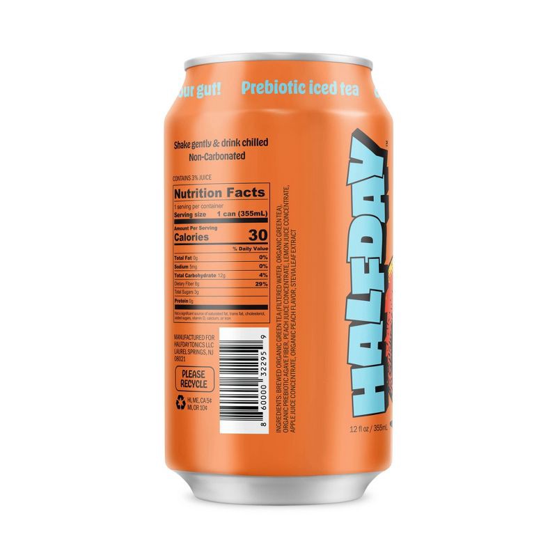 slide 7 of 11, Halfday Iced Tea Halfday Peach Green Iced Tea - 12 fl oz Can, 12 fl oz