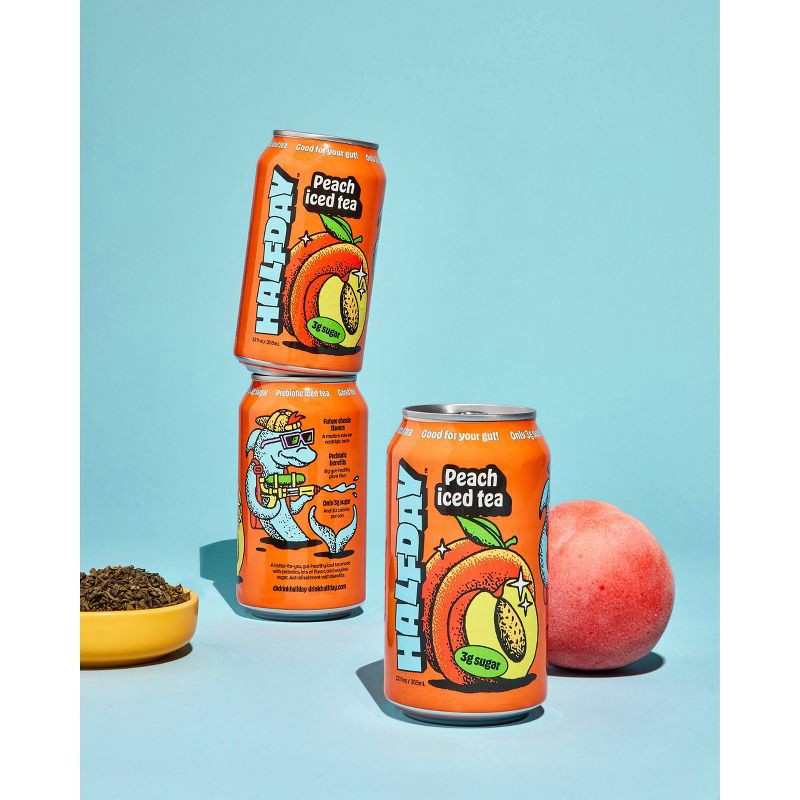 slide 8 of 11, Halfday Iced Tea Halfday Peach Green Iced Tea - 12 fl oz Can, 12 fl oz