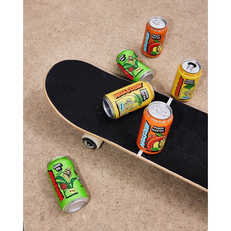 slide 5 of 11, Halfday Iced Tea Halfday Peach Green Iced Tea - 12 fl oz Can, 12 fl oz