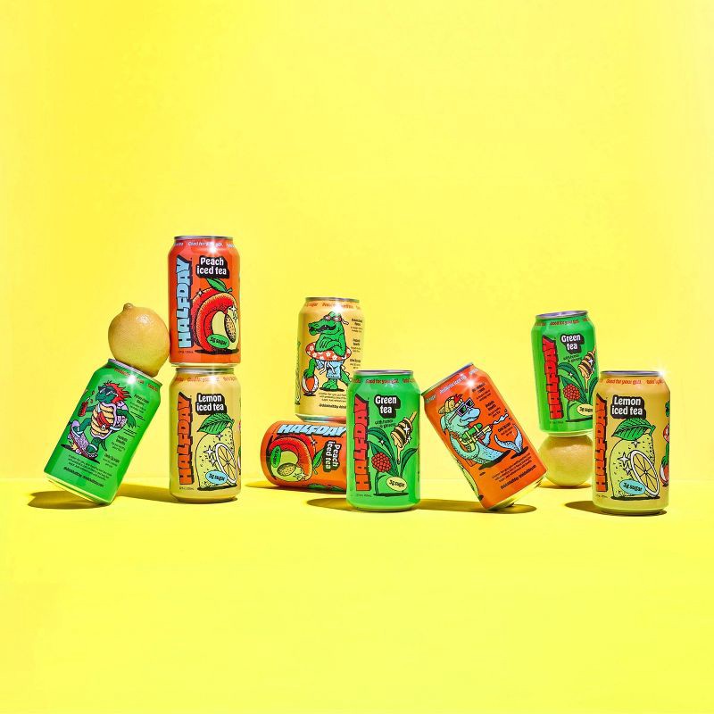 slide 9 of 11, Halfday Iced Tea Halfday Peach Green Iced Tea - 12 fl oz Can, 12 fl oz