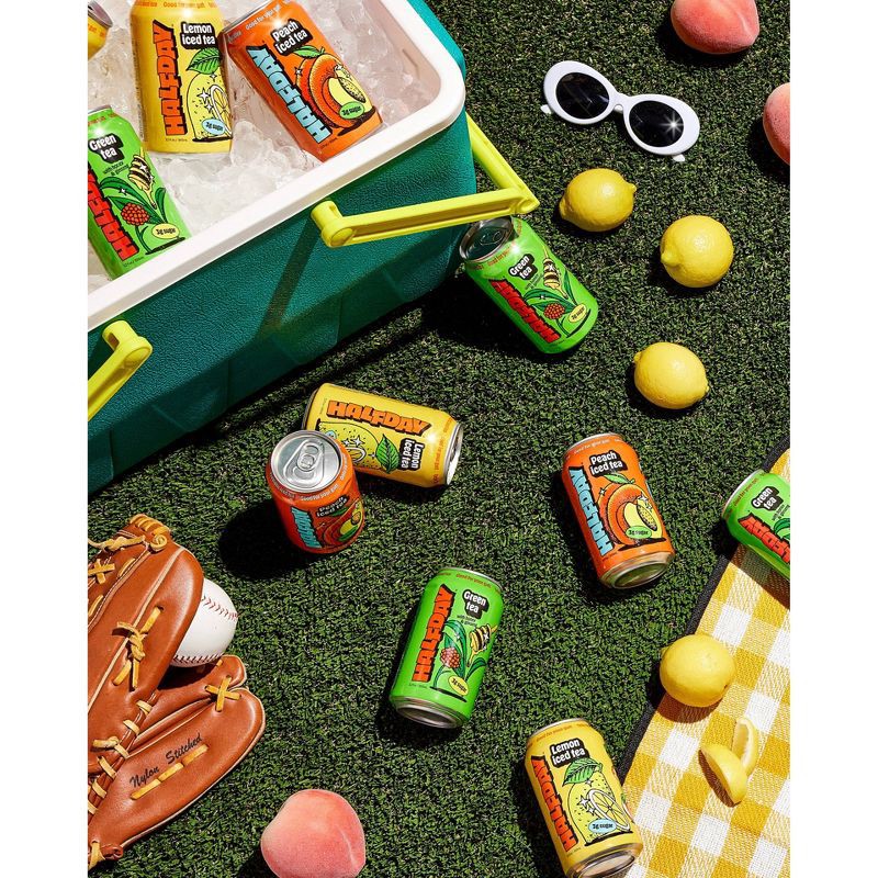 slide 4 of 11, Halfday Iced Tea Halfday Peach Green Iced Tea - 12 fl oz Can, 12 fl oz