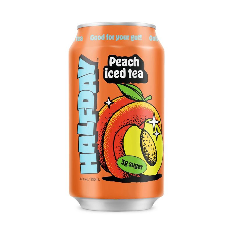 slide 1 of 11, Halfday Iced Tea Halfday Peach Green Iced Tea - 12 fl oz Can, 12 fl oz