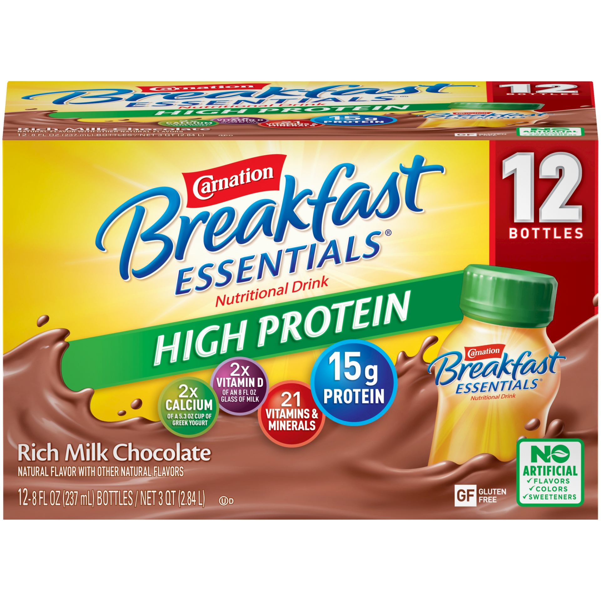 slide 1 of 5, Carnation Breakfast Essentials High Protein Ready to Drink Nutritional Breakfast Drink, Rich Milk Chocolate- 8 ct; 12 fl oz, 12 ct; 8 fl oz