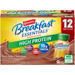 Carnation Breakfast Essentials High Protein Ready to Drink Nutritional Breakfast Drink, Rich Milk Chocolate- 8 ct; 12 fl oz