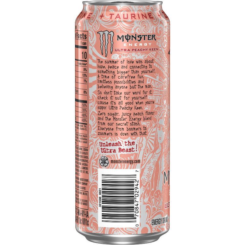 slide 3 of 5, Monster Energy Ultra Peachy Keen Energy Drink - 16 fl oz Can, 16 fl oz