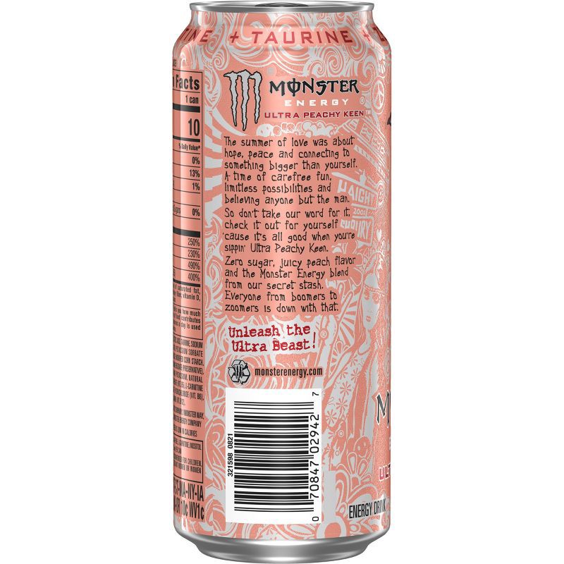 slide 7 of 9, Monster Energy Ultra Peachy Keen Energy Drink - 16 fl oz Can, 16 fl oz