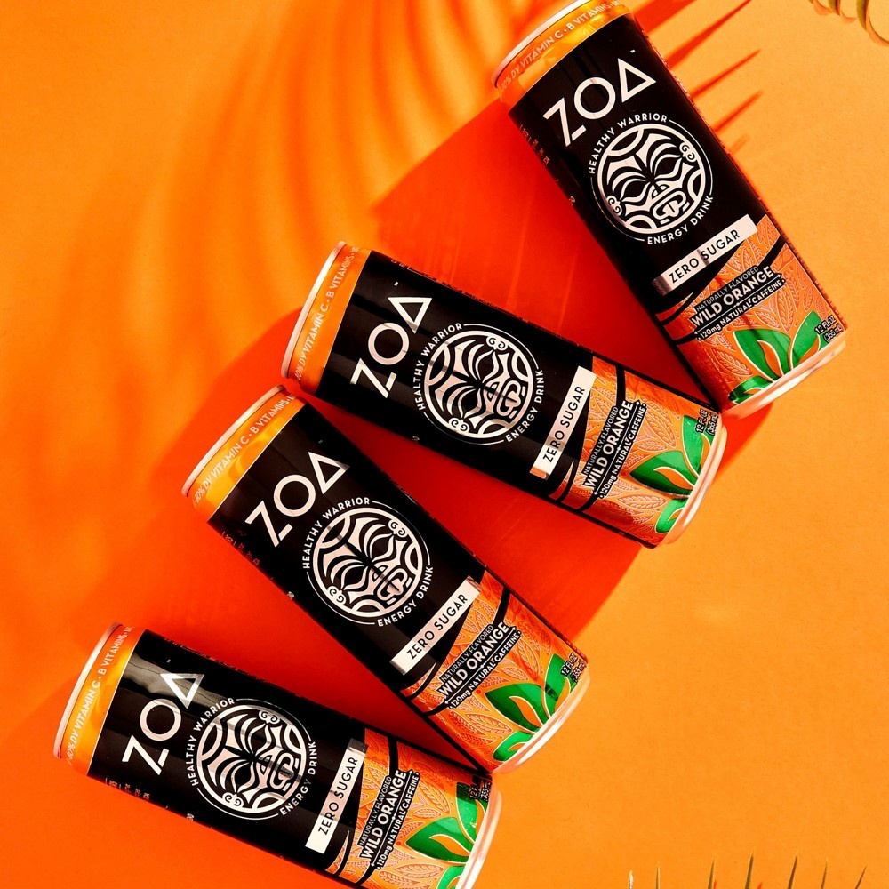slide 4 of 7, ZOA Wild Orange Zero Sugar Energy Drink - 12 fl oz Can, 12 fl oz