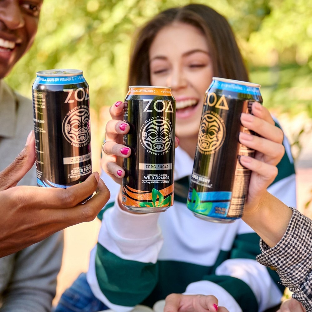 slide 4 of 7, ZOA Super Berry Zero Sugar Energy Drink - 12 fl oz Can, 12 fl oz