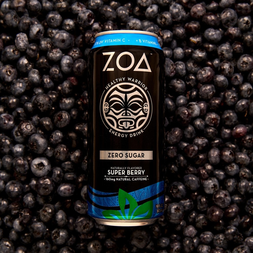 slide 2 of 7, ZOA Super Berry Zero Sugar Energy Drink - 12 fl oz Can, 12 fl oz