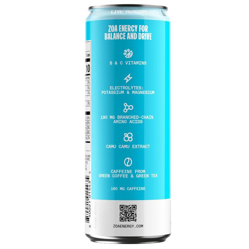 slide 2 of 6, ZOA Tropical Punch Zero Sugar Energy Drink - 12 fl oz Can, 12 fl oz