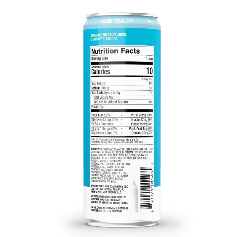 slide 3 of 6, ZOA Tropical Punch Zero Sugar Energy Drink - 12 fl oz Can, 12 fl oz