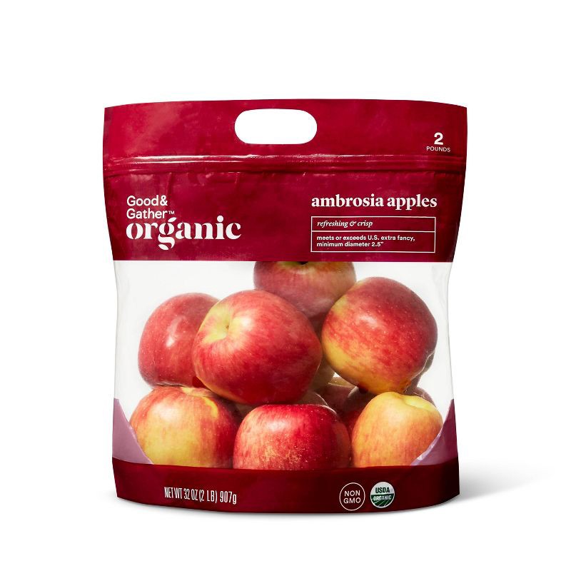 slide 1 of 4, Organic Ambrosia Apples - 2lb Bag - Good & Gather™, 2 lb