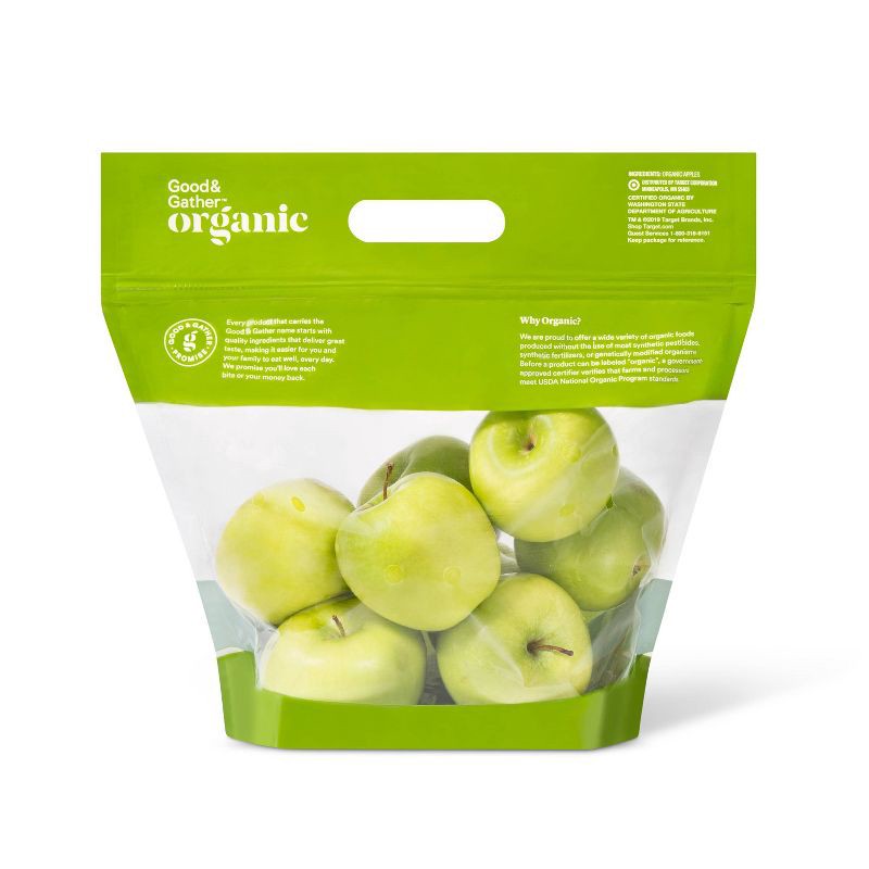 slide 3 of 5, Fresh Organic Granny Smith Apples - 2lb Bag - Good & Gather™, 2 lb
