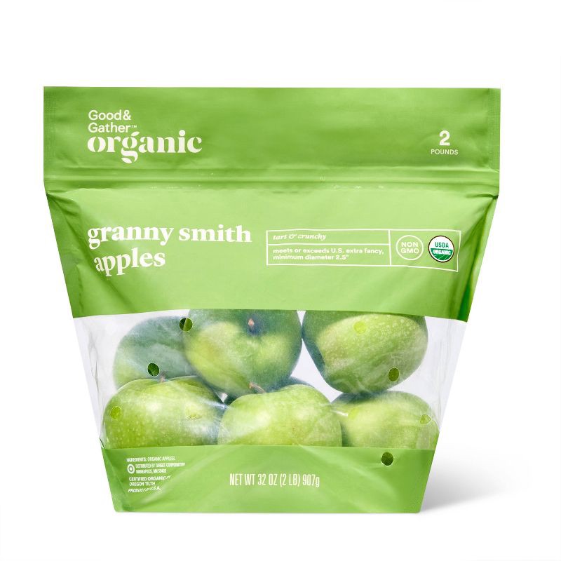 slide 1 of 4, Organic Granny Smith Apples - 2lb Bag - Good & Gather™, 2 lb